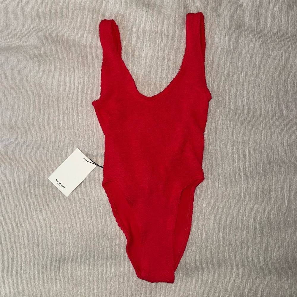 NWT Bond-Eye Australia Mara Nectarine Swimsuit Red Crinkle New Bikini Bound